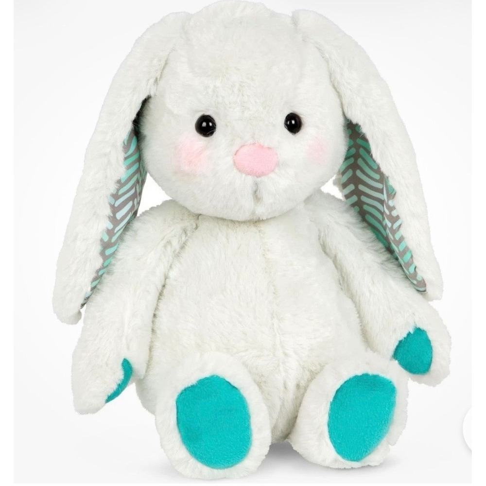 B. Softies Happy Hues Peppy-Mint Bunny Plush 12" White Teal Patterned Ears NWT